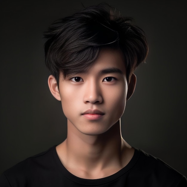 Obraz generowany przez AI Portret przystojny młody mężczyzna azjatyckich