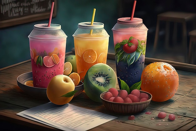 Obraz generowany przez technologię AI Delicious Fruit Milk Shake