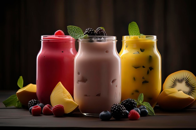 Obraz generowany przez technologię AI Delicious Fruit Milk Shake