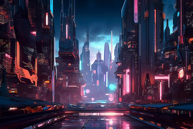 Obraz generowany przez technologię Cyberpunk Future City AI