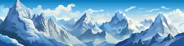 Obraz górski Śliczne skaliste szczyty w płaskim stylu Mountaintop obrazu Ilustracja wektora Wygenerowane AI