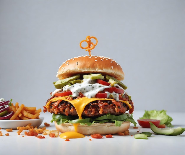 Obraz hamburgera na białym tle