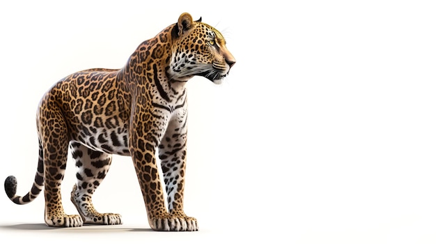 Obraz jaguara na białym tle Generative AI