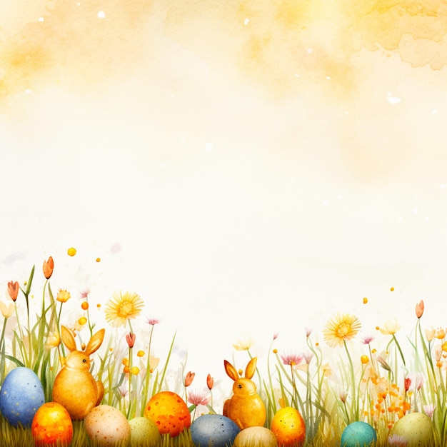 obraz jajek wielkanocnych na polu z tłem niebieskim