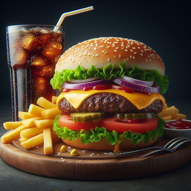 Obraz jedzenia hamburgerów wygenerowany przez SI