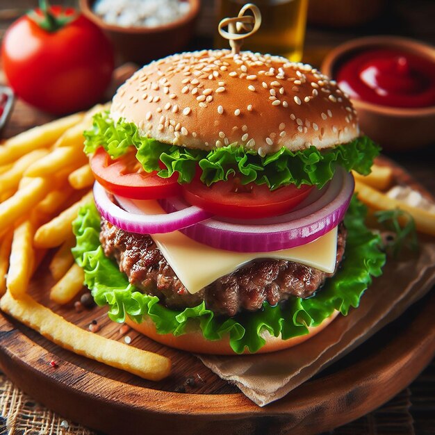 Obraz jedzenia hamburgerów wygenerowany przez SI