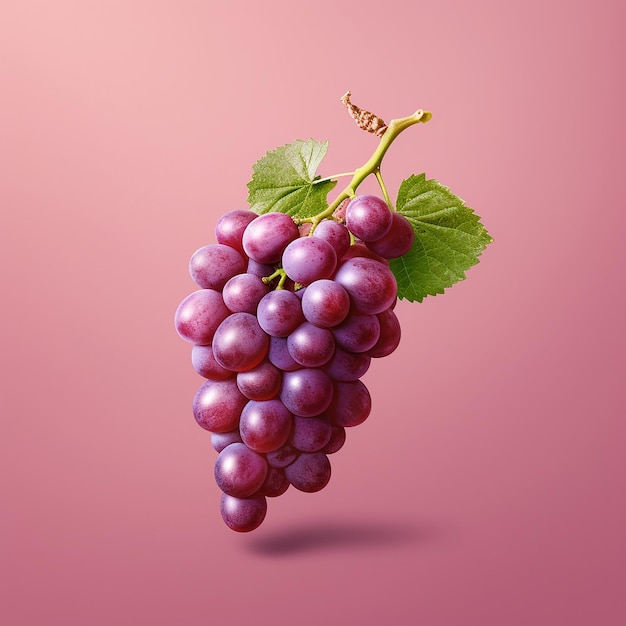 Obraz kiści winogron z zielonym liściem.