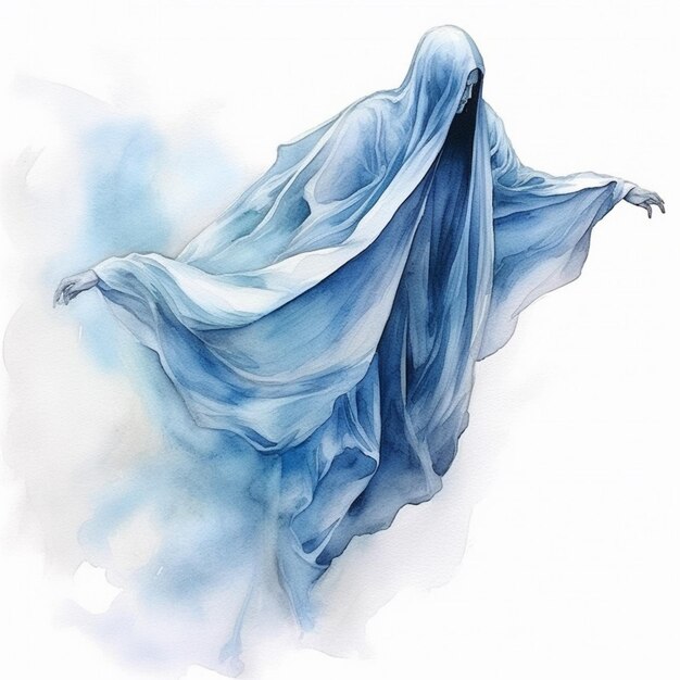 Zdjęcie obraz kobiety w niebieskiej sukience z długim zasłoną generatywny ai
