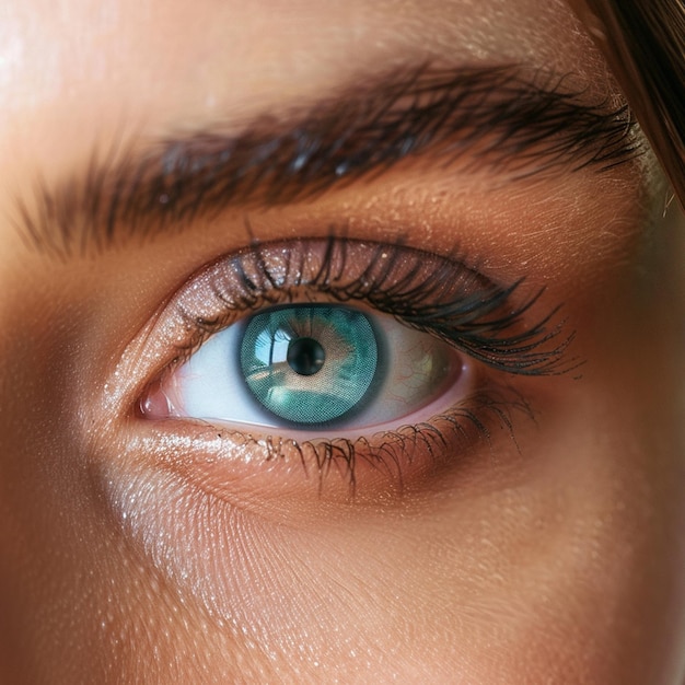 Zdjęcie obraz kobiety z soczewkami kontaktowymi na oczach