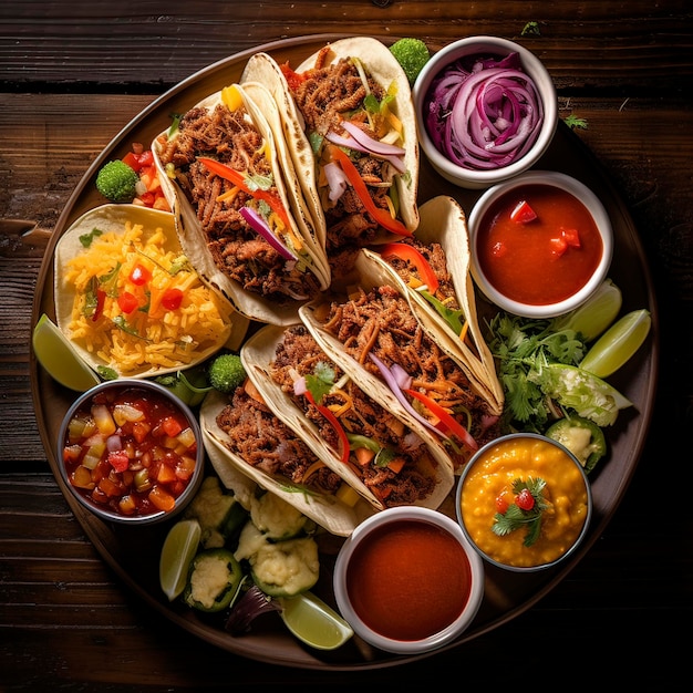 Obraz kolorowego talerza Taco Generative ai