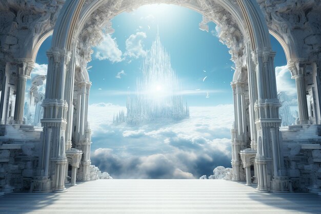 Obraz koncepcyjny z bramą wejściową prowadzącą do świata fantasy