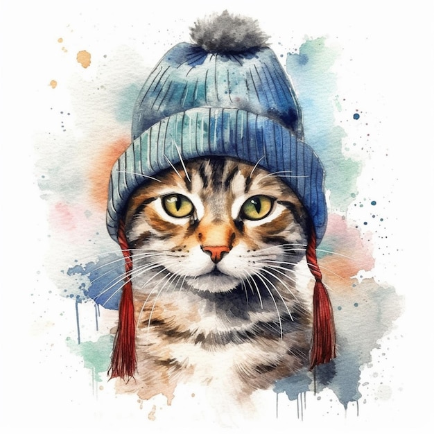 Obraz kota noszącego kapelusz z generatywnym ai