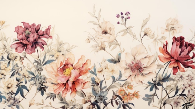 Obraz kwiatów namalowany na ścianie