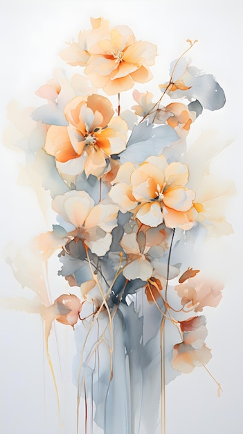 obraz kwiaty w niebieskim wazonie Akwarela Malarstwo Węgiel Impatiens Idealny do dekoracji ściennych