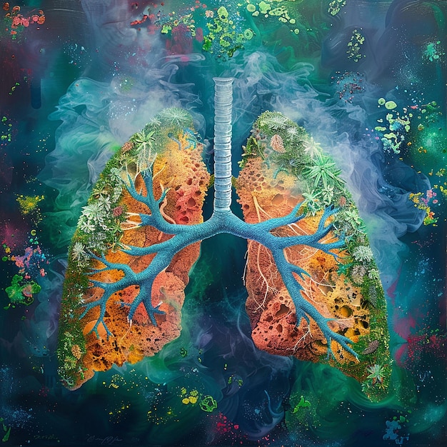obraz ludzkiego serca z słowem płuca na nim