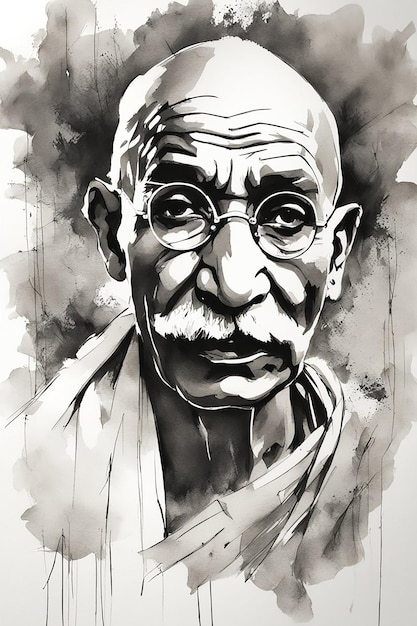 Obraz Mahatmy Gandhiego Ilustracja Mohandasa Karamchanda Gandhiego lub Mahatma Gandh