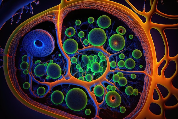 Obraz mikrokrążenia z mikroskopu medycznego do badań naukowych w nanotechnologiach stworzony wit