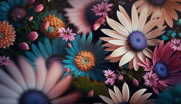 Obraz mocno realistycznego typu wielu kwiatów bez liści blady kolorowy styl minimalne tło dla tapety telefonu lub pulpitu