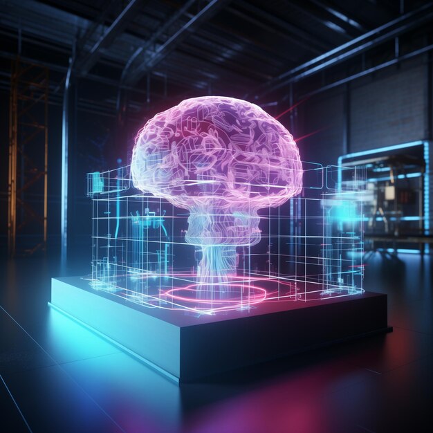 Zdjęcie obraz modelu mózgu w szklanej skrzynce generatywny ai