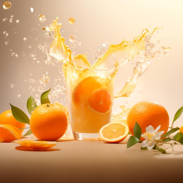 Obraz naturalnego soku owocowego w szklance