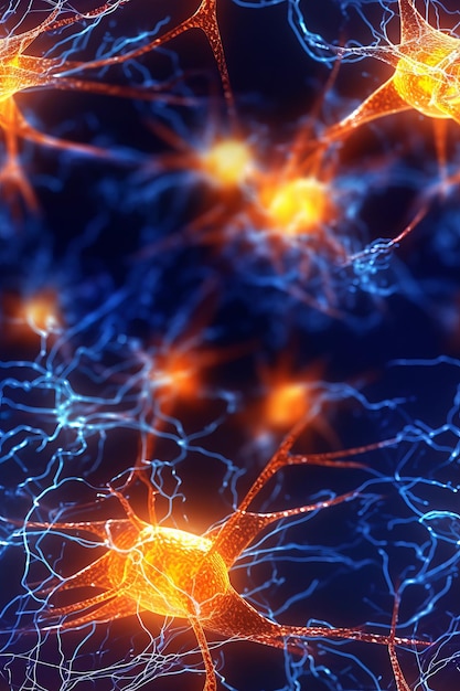 Obraz neuronów i połączeń neuronowych Komórki mózgowe Ilustracja 3D