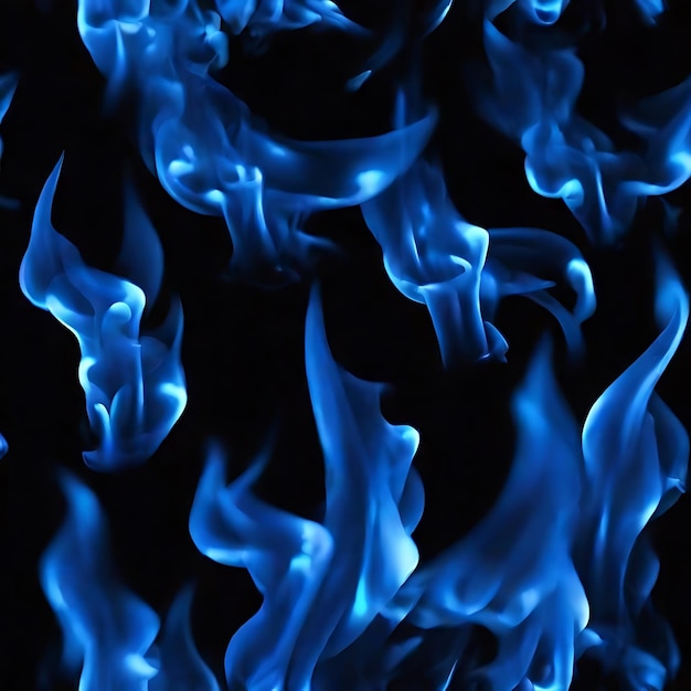 obraz niebieskich płomieni na czarnym tle wygenerowany przez sztuczną inteligencję