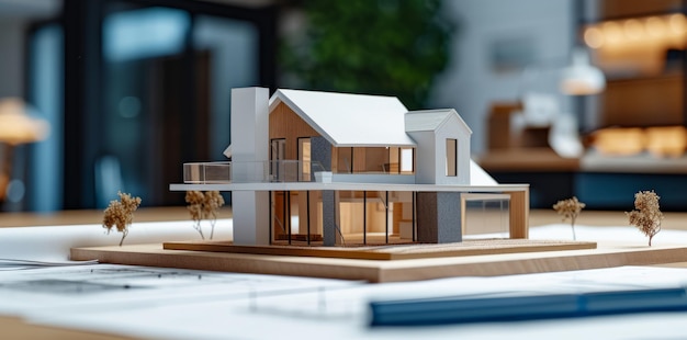 Obraz nowego modelu domu na planie architektonicznym