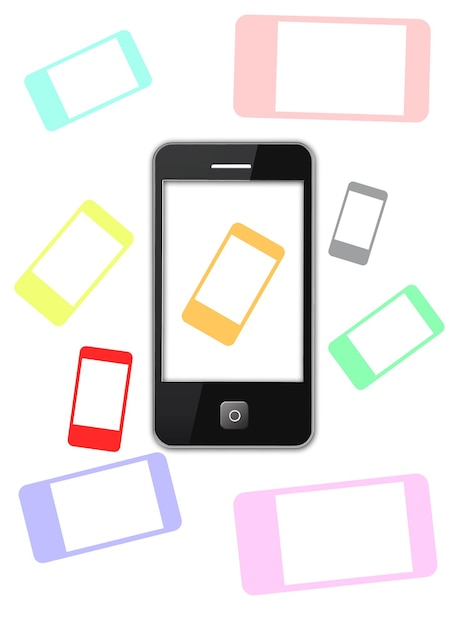 Obraz nowoczesnego telefonu komórkowego z kolorowymi cieniami