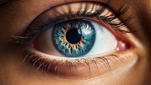 Obraz oczu makro kobiece niebieskie oczy zbliżenie ai generowane