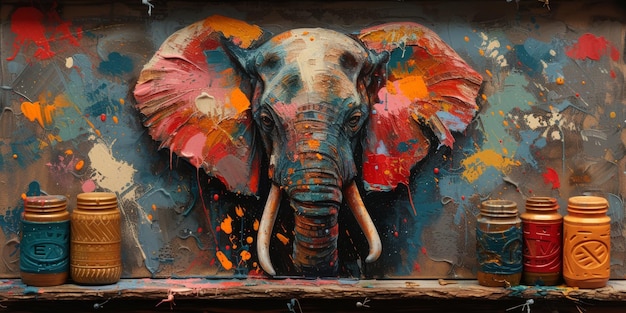 Obraz oleisty artysty słonia zbiór obrazów zwierząt do dekoracji i wnętrz