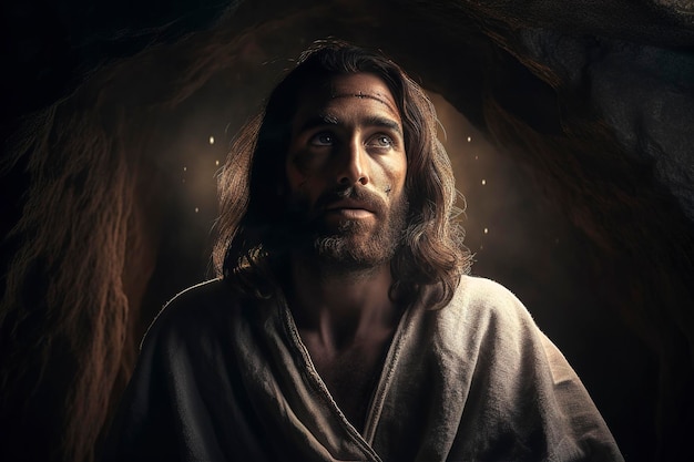 Obraz olejny Jezusa Chrystusa modlący się w ogrodzie Getsemani stworzony za pomocą generatywnej sztucznej inteligencji