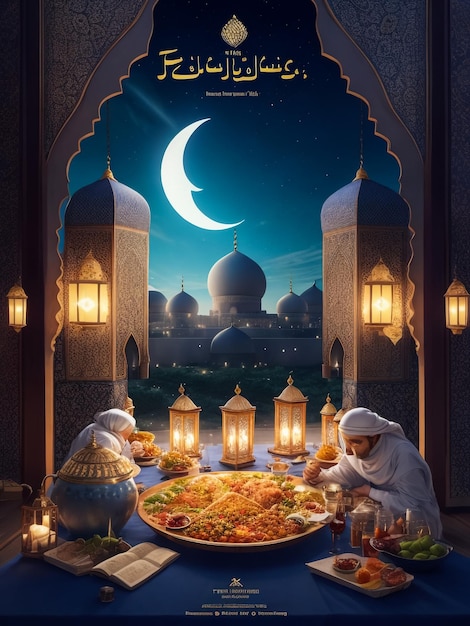 Obraz olejnyRamadan latarnia pustynia Zayed Wielki Meczet Islamski Półksiężyc tło