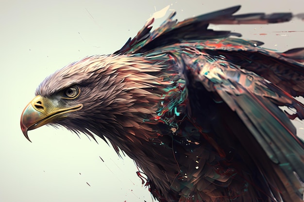 Obraz orła trzepoczącego skrzydłami Ptaki Przyroda Zwierzęta Ilustracja generatywna AI