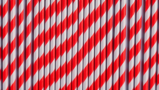 Zdjęcie obraz oszałamiającego wizualnie obrazu słomy w czerwone i białe paski