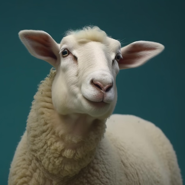 Obraz owiec robiących wściekłą twarz na czystym tle Ilustracja zwierząt rolniczych Generatywna sztuczna inteligencja
