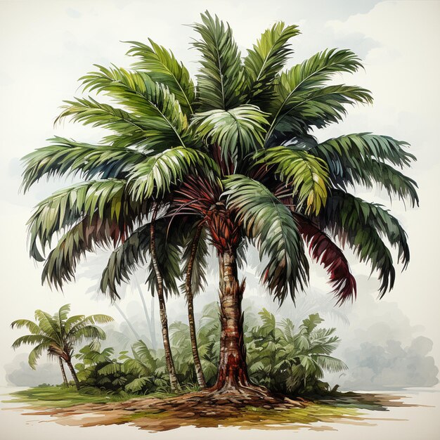 obraz palmy z tłem niebieskim generatywny ai