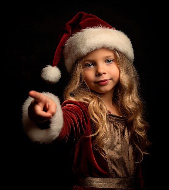 Obraz pięknej dziewczyny w świątecznym kapeluszu
