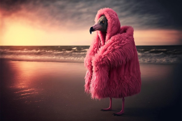 Obraz płonącego flaminga generatywnego ai
