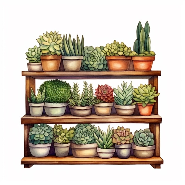 Obraz półki z roślinami w doniczkach