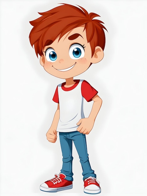 Zdjęcie obraz projektowy 2d chłopca z kreskówek z białym tłem
