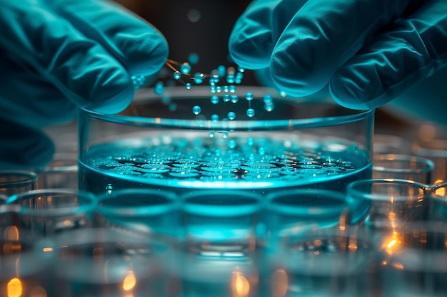 Obraz przedstawia ręce naukowca z bliska Nanotechnologia nanomateriałów