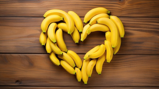 Zdjęcie obraz przedstawiający banany ułożone w kształcie serca symbolizujący doskonałą mieszankę smaku i zdrowia