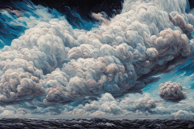 Obraz przedstawiający chmury i niebo z napisem „niebo jest widoczne”