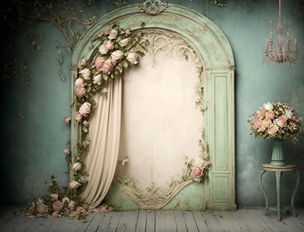 Obraz przedstawiający drzwi z różami