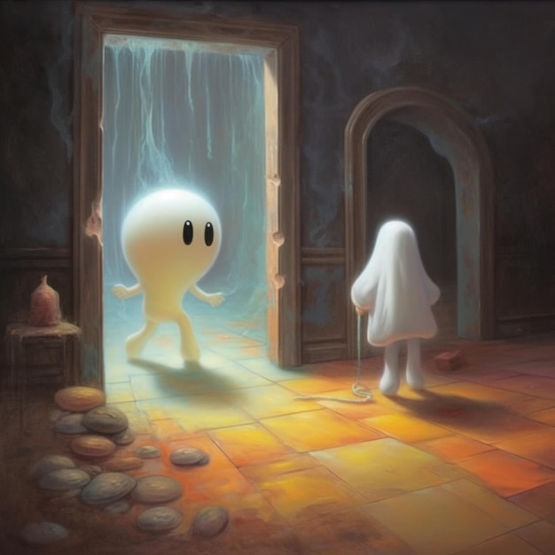 Zdjęcie obraz przedstawiający ducha z osobą w pokoju z napisem „duch”.