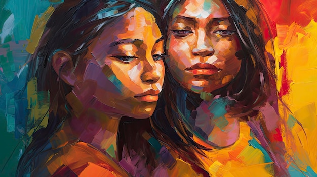 Obraz przedstawiający dwie kobiety, z których jedna pochodzi z cyklu artystka.