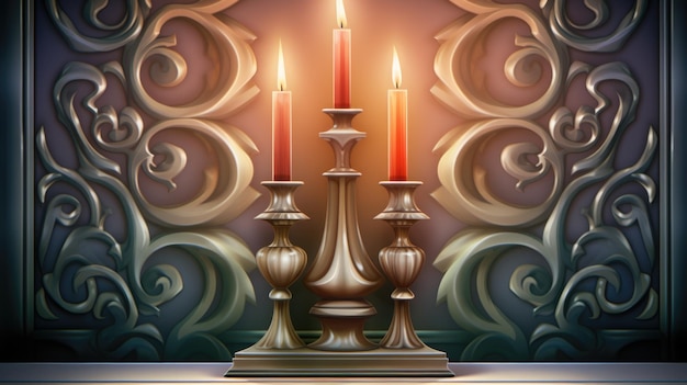 Obraz przedstawiający dwie świece na stole ai