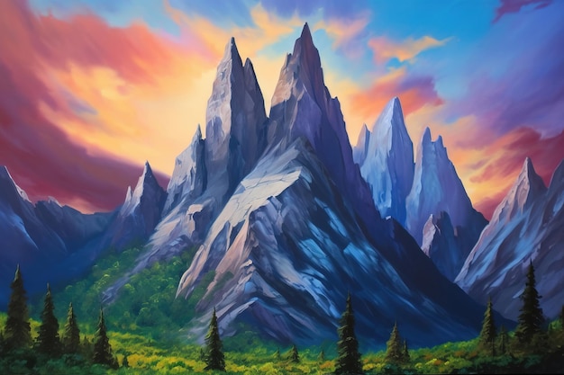 Obraz przedstawiający górę ze słowem góra