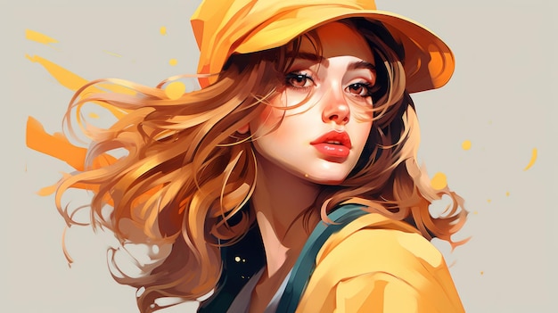 obraz przedstawiający kobietę w żółtym kapeluszu