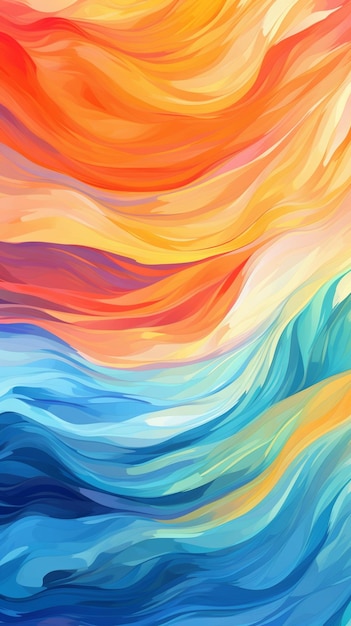 Obraz przedstawiający kolorowy wzór fal z generatywną sztuczną inteligencją jasnego pomarańczowego nieba